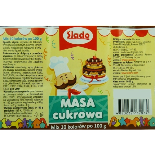Masa cukrowa lukier plastyczny do dekoracji tortu ciast urodziny kolor mix zestaw startowy 10 sztuk po 100g